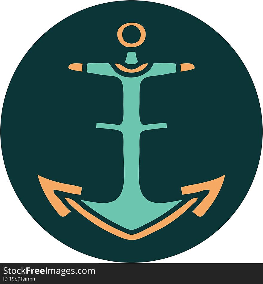 iconic tattoo style image of an anchor. iconic tattoo style image of an anchor