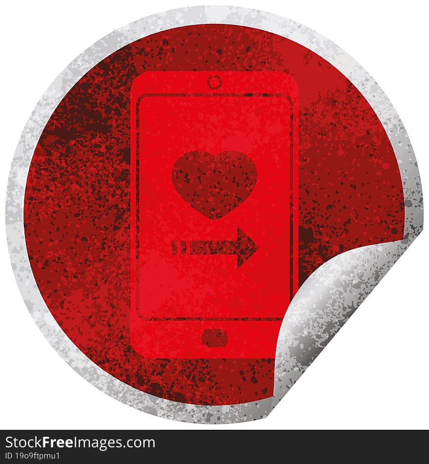 dating app on cell phone circular peeling sticker