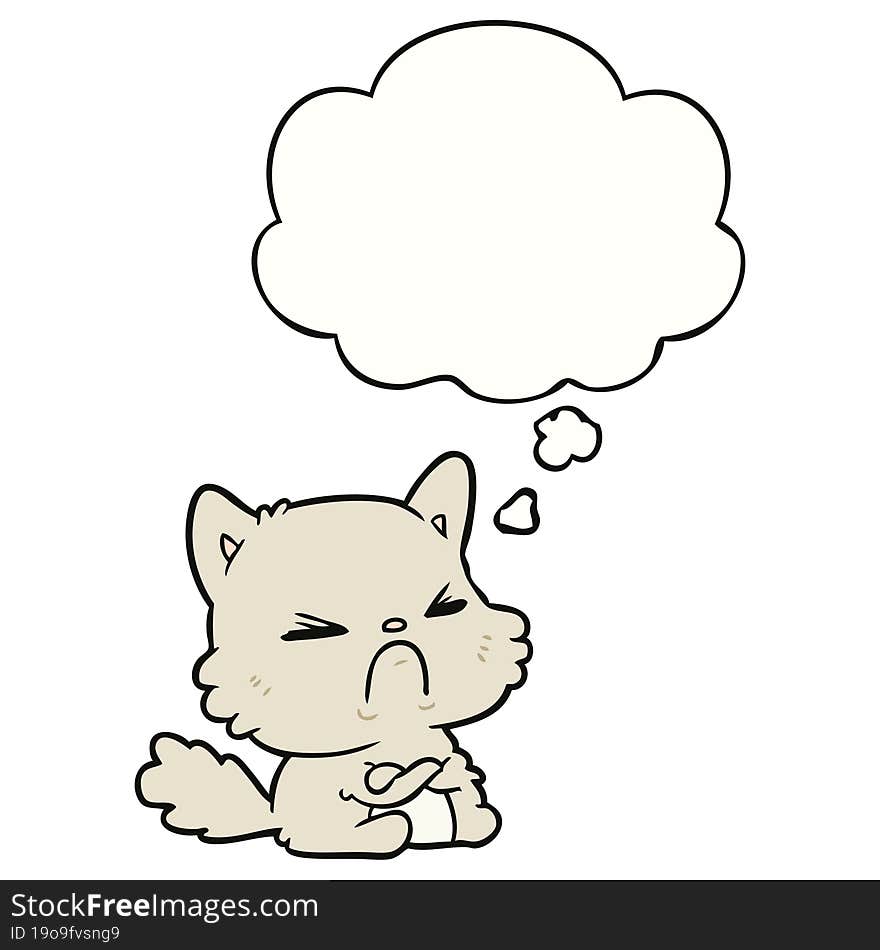 cartoon angry cat with thought bubble. cartoon angry cat with thought bubble