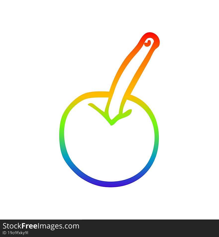 rainbow gradient line drawing of a cartoon cherry