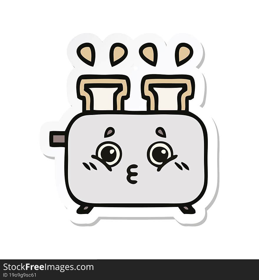 Sticker Of A Cute Cartoon Of A Toaster