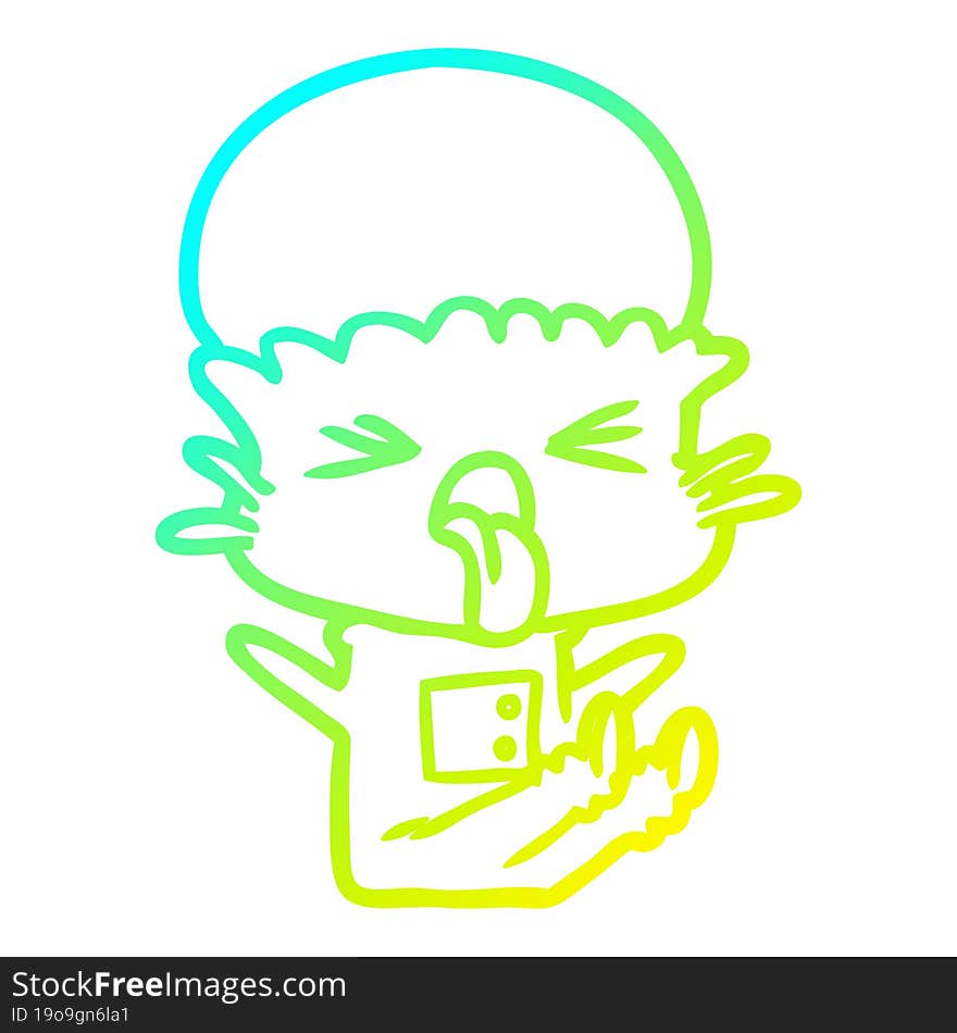 cold gradient line drawing disgusted cartoon alien