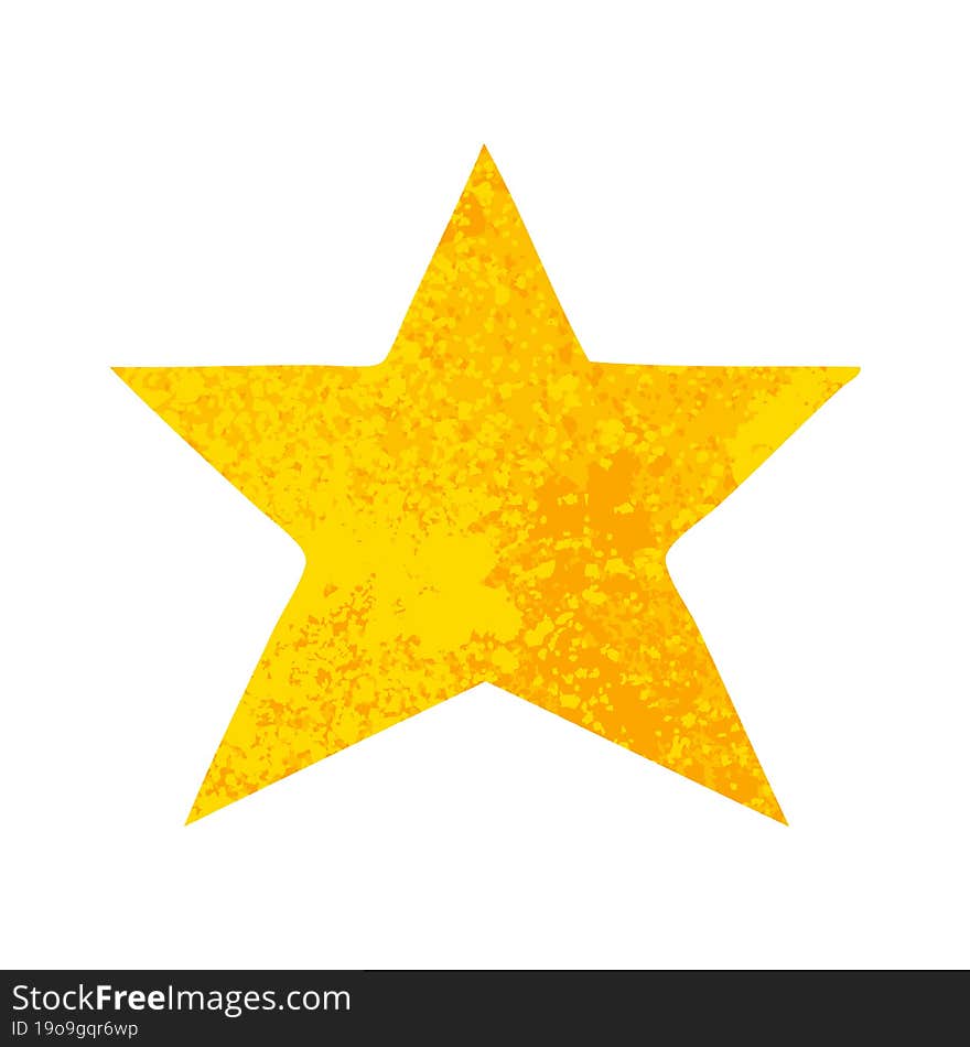 Retro Illustration Style Cartoon Gold Star