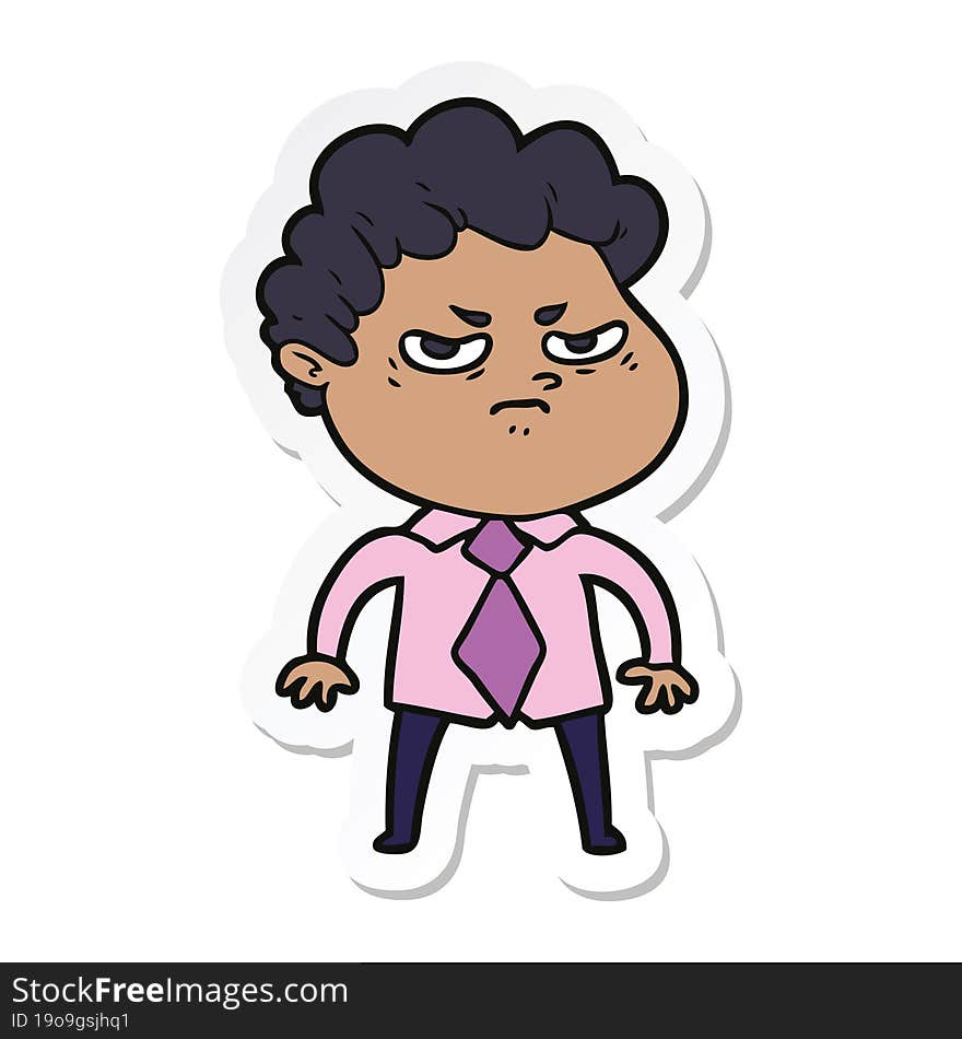 sticker of a cartoon angry man