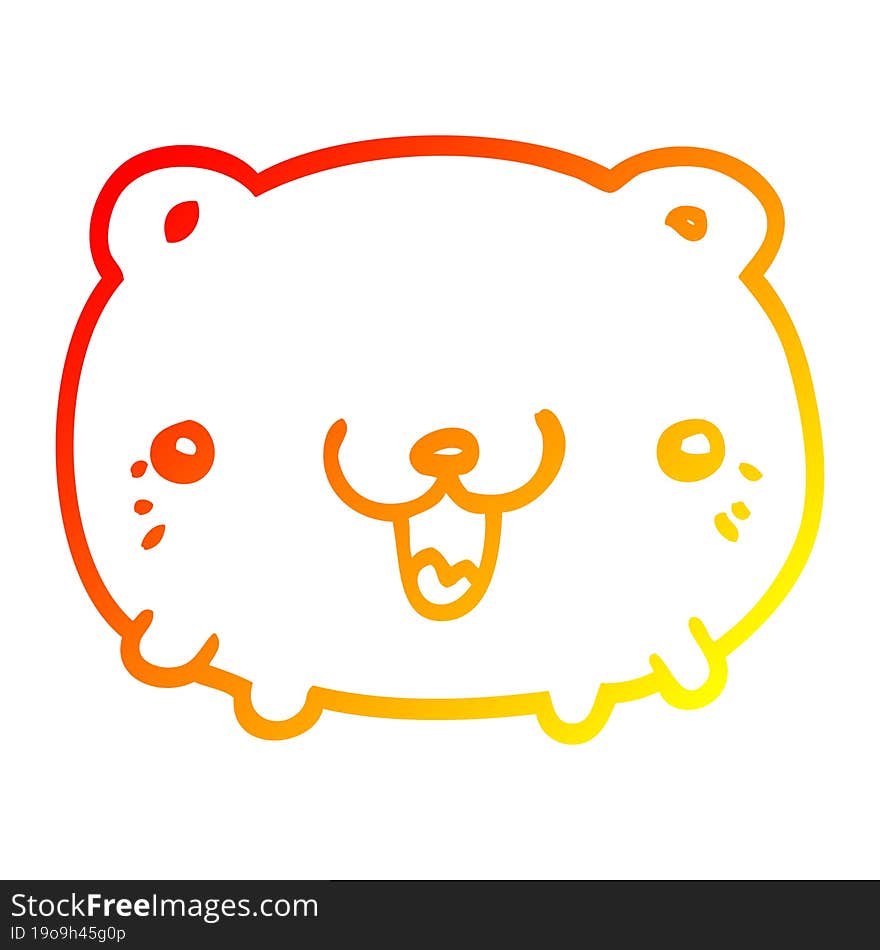 warm gradient line drawing of a funny cartoon bear