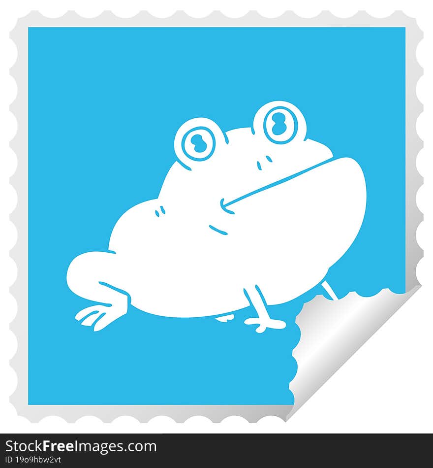 quirky square peeling sticker cartoon frog