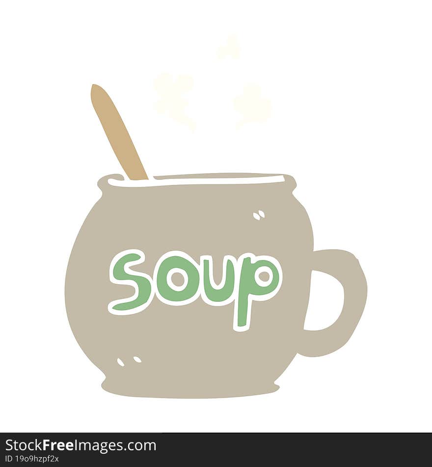 Flat Color Illustration Cartoon Cup Of Soup