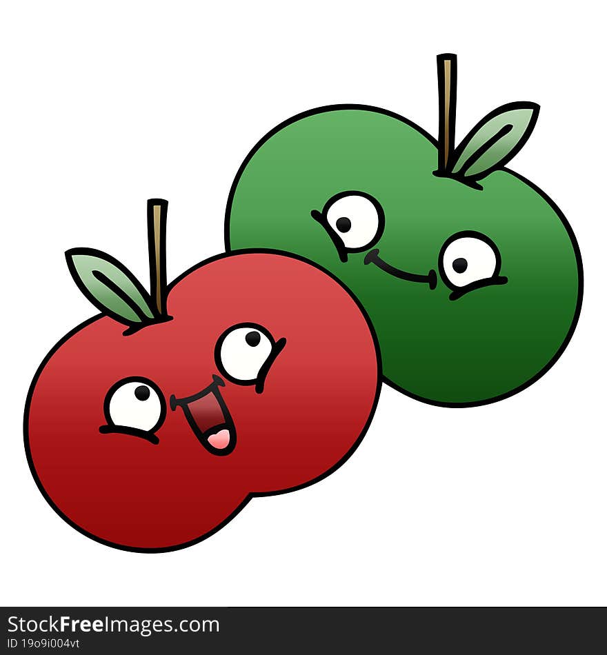 Gradient Shaded Cartoon Juicy Apple