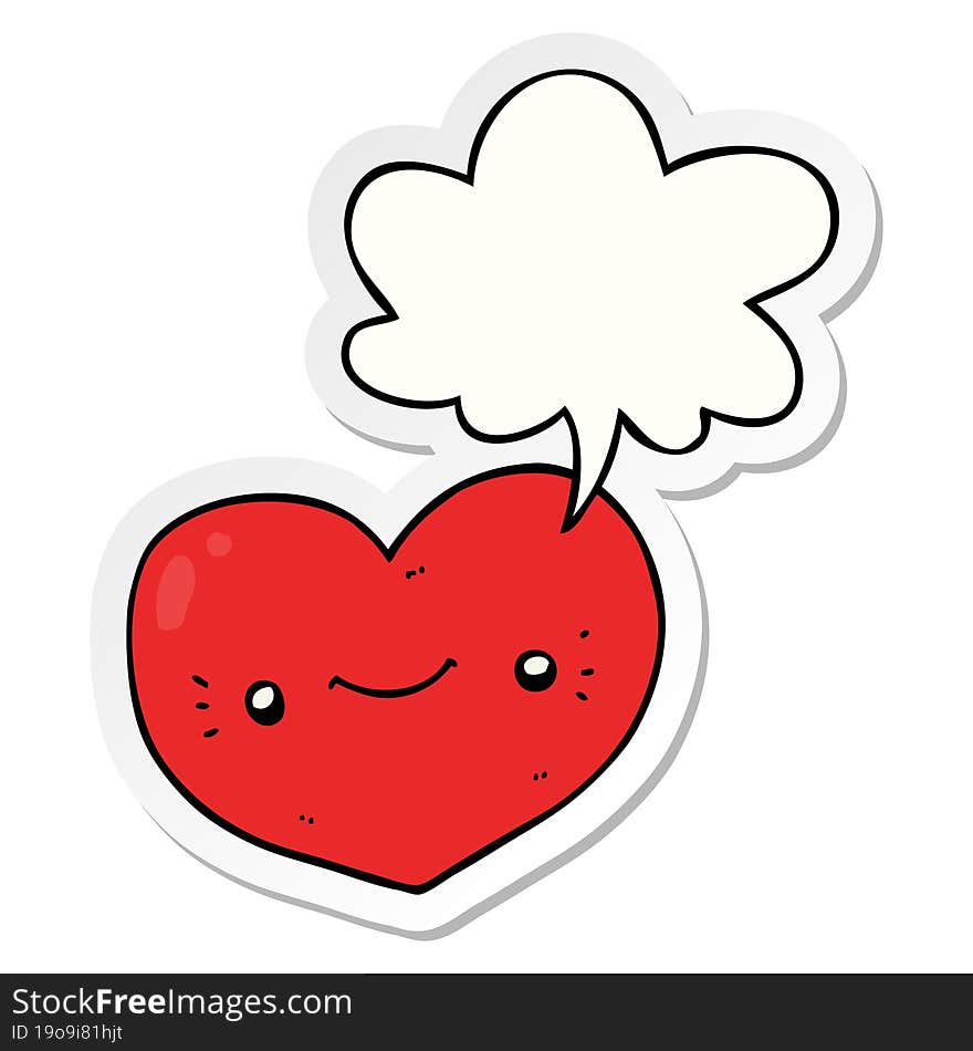 heart cartoon character with speech bubble sticker