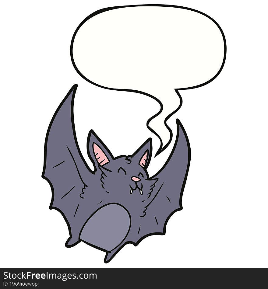 cartoon vampire halloween bat and speech bubble