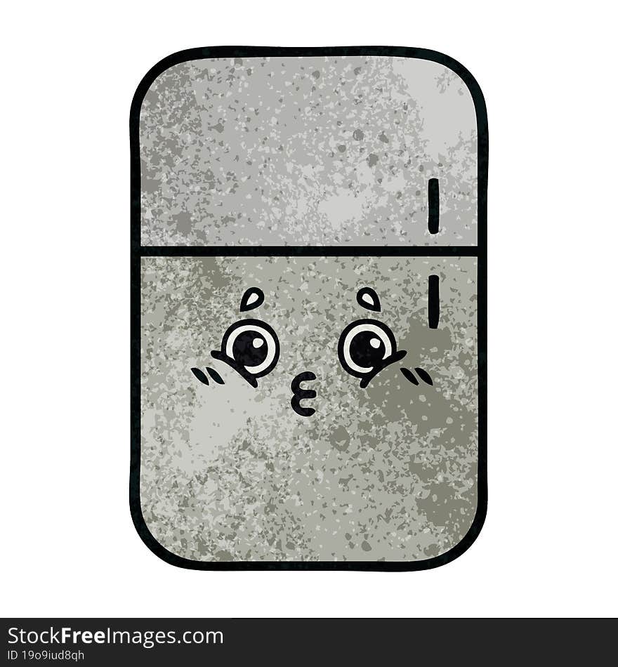 retro grunge texture cartoon fridge freezer