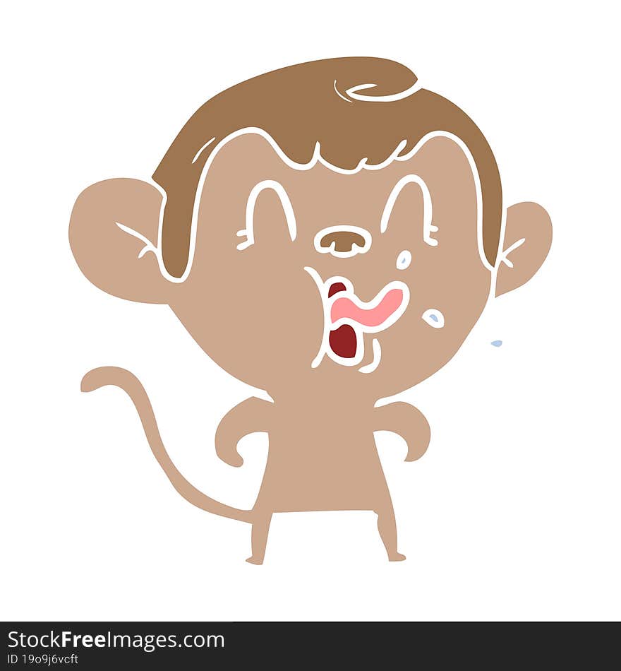 crazy flat color style cartoon monkey