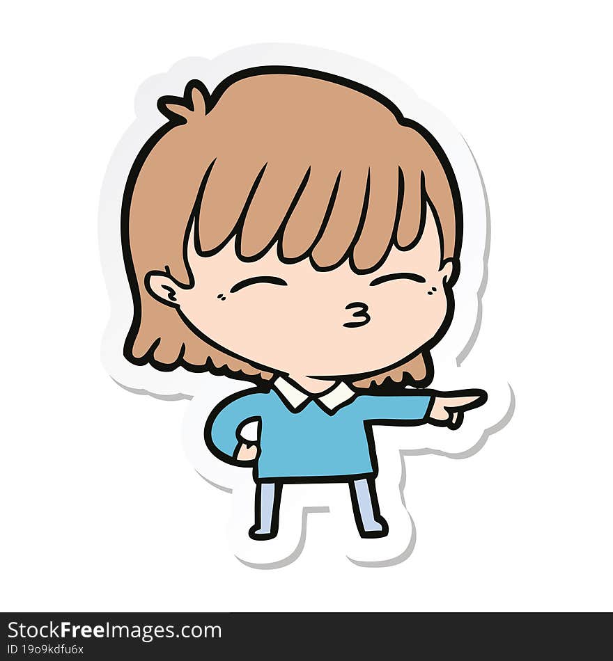 sticker of a cartoon woman