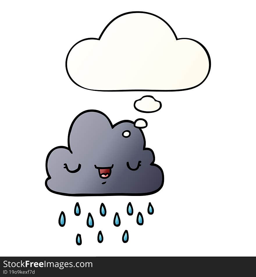 Cartoon Storm Cloud And Thought Bubble In Smooth Gradient Style