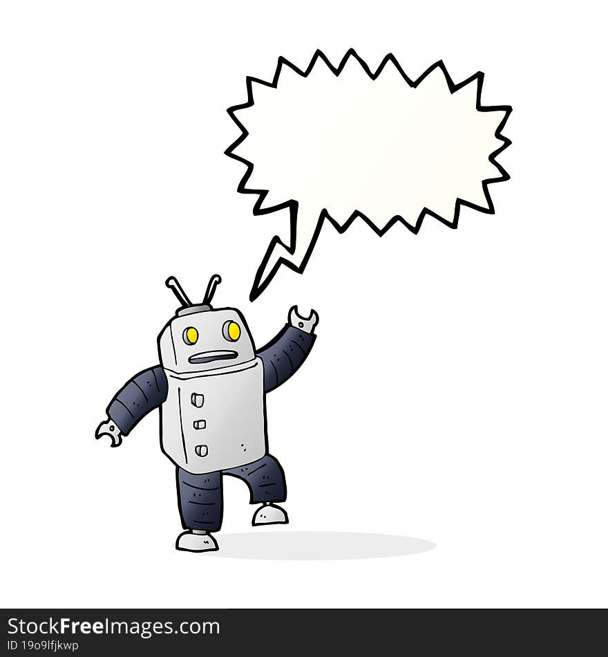 Cartoon Robot With Speech Bubble