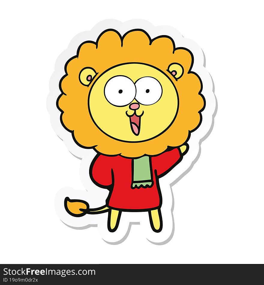 sticker of a happy cartoon lion