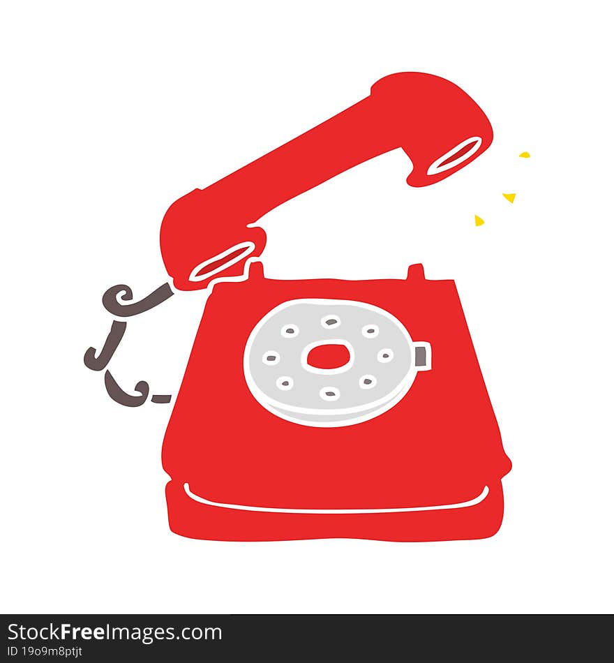 flat color style cartoon old telephone