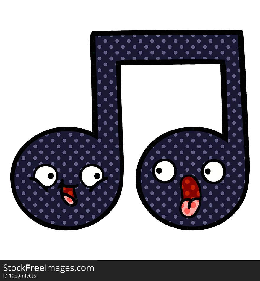 Comic Book Style Cartoon Musical Note