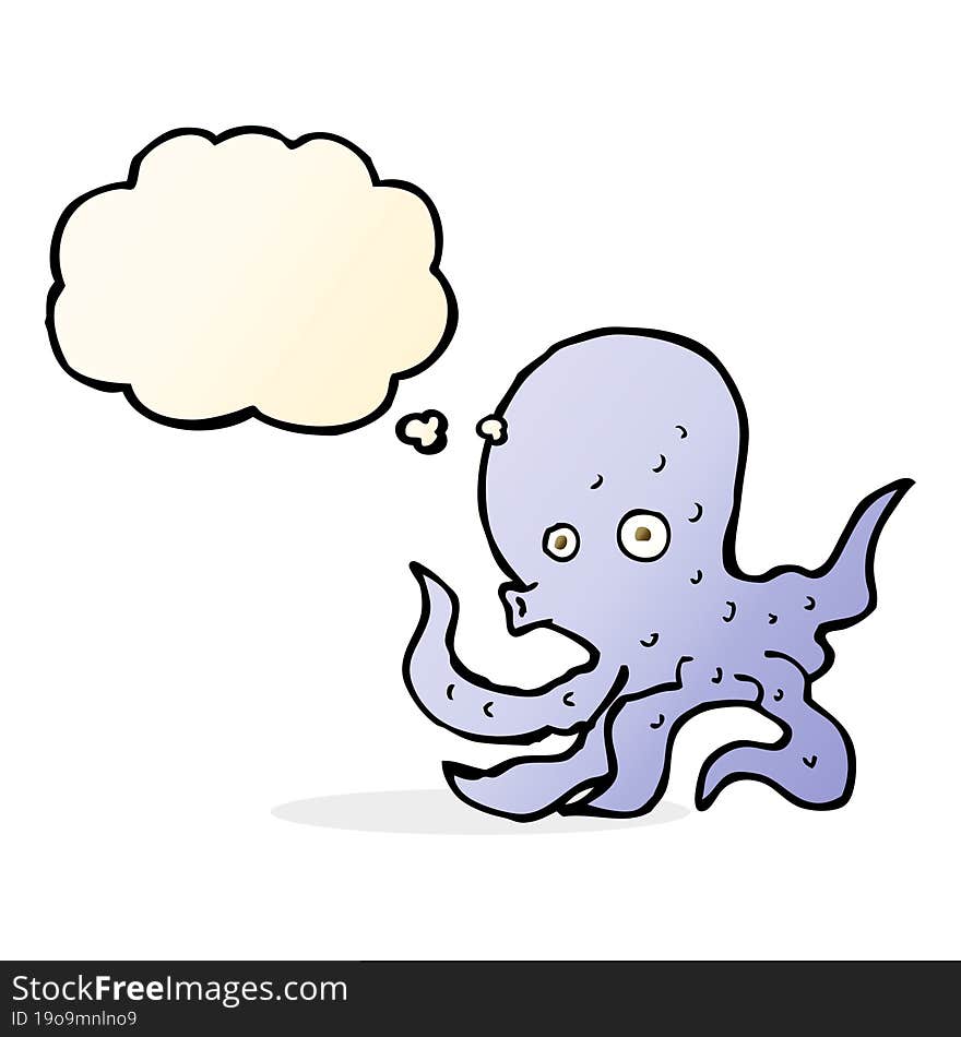 Cartoon Octopus With Thought Bubble