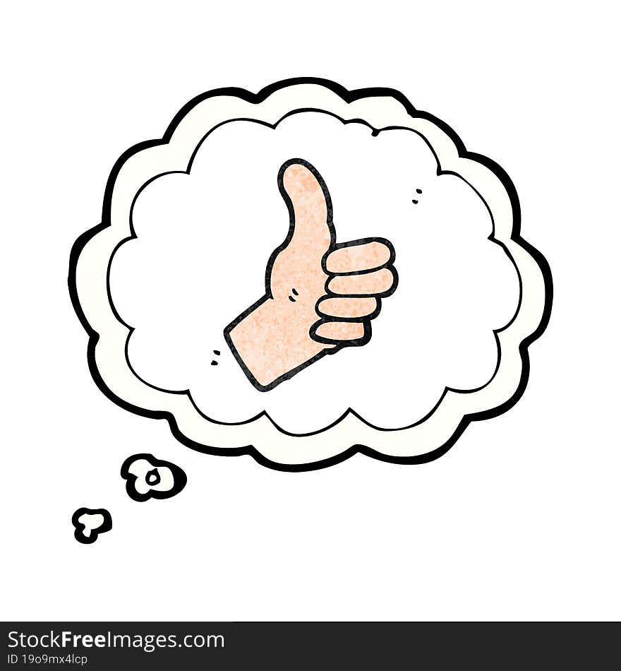 Thought Bubble Textured Cartoon Thumbs Up Sign