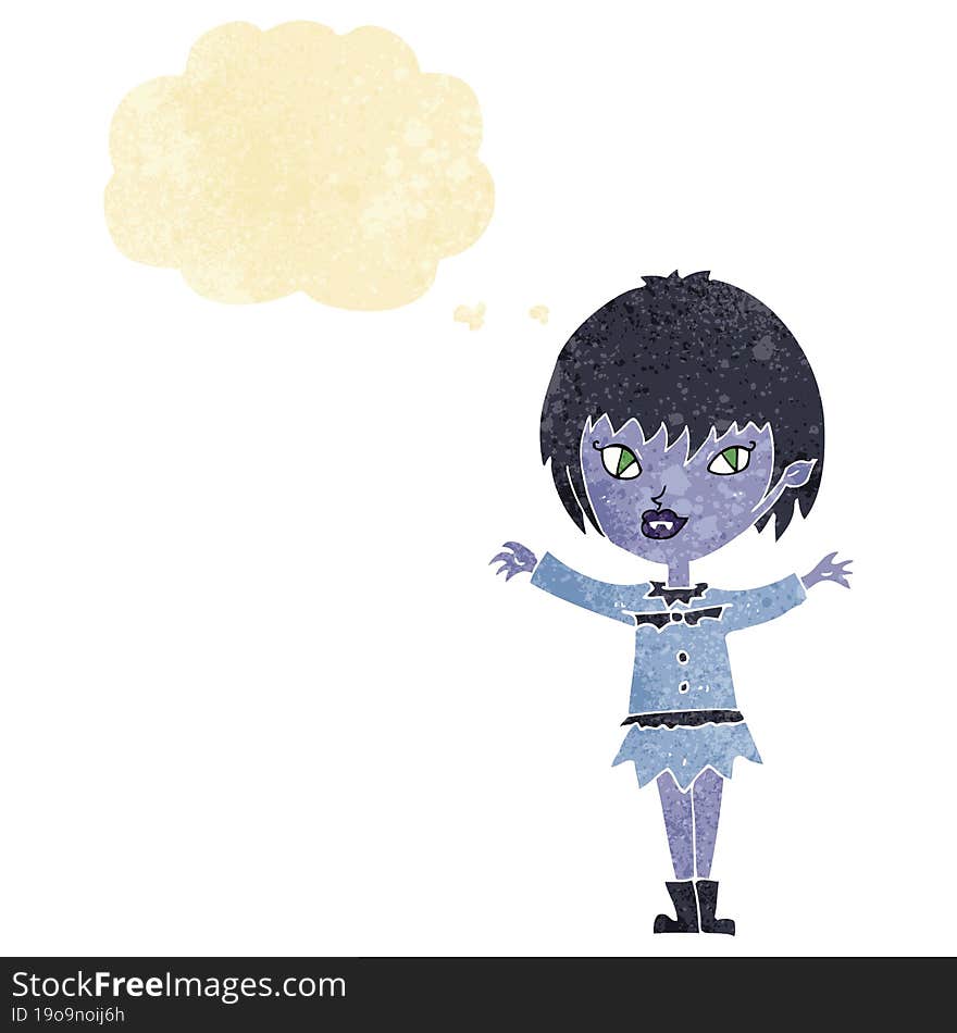 cartoon vampire girl with thought bubble