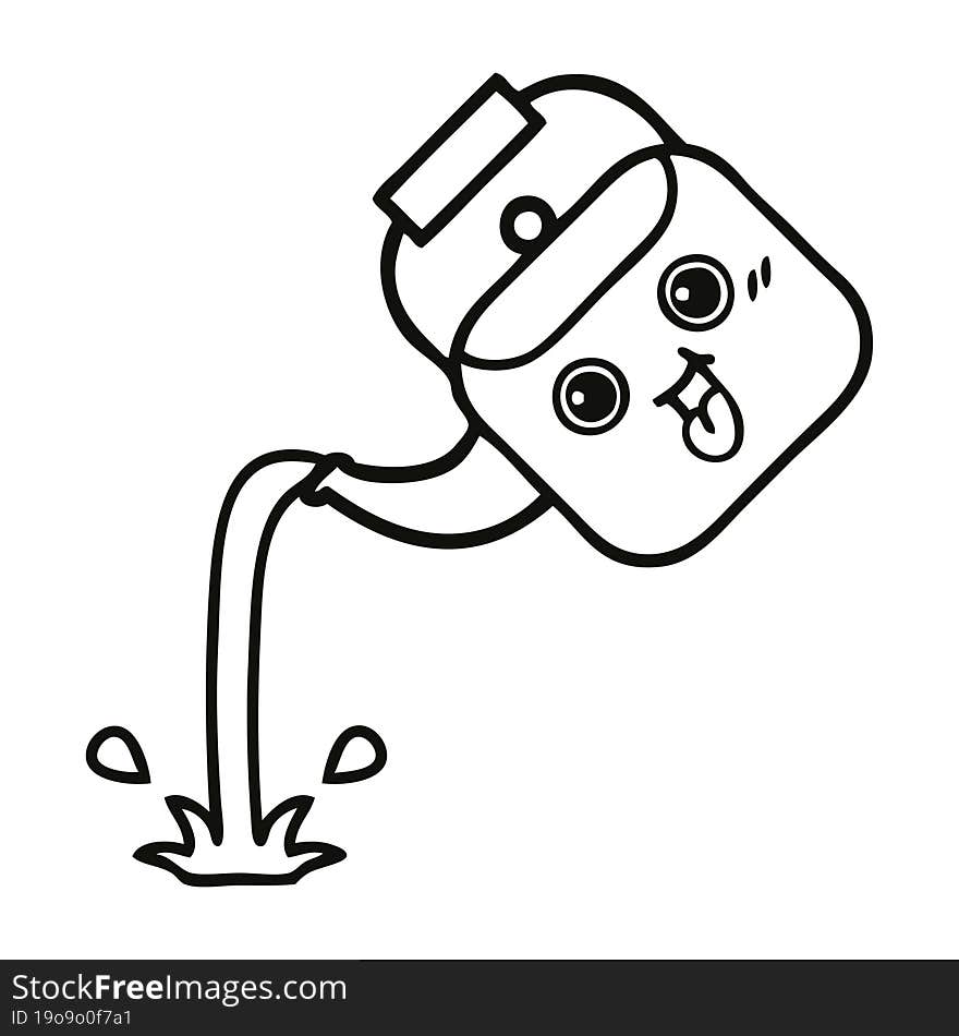 line drawing cartoon pouring kettle