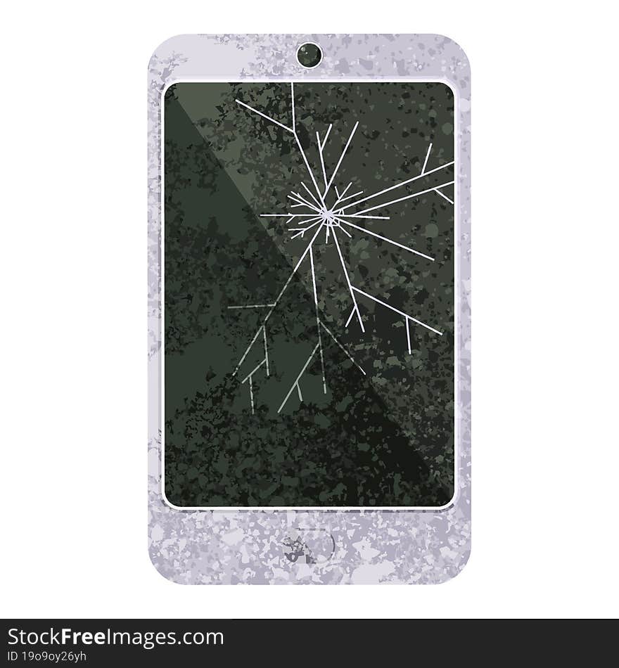 cracked screen cell phone graphic vector illustration icon. cracked screen cell phone graphic vector illustration icon