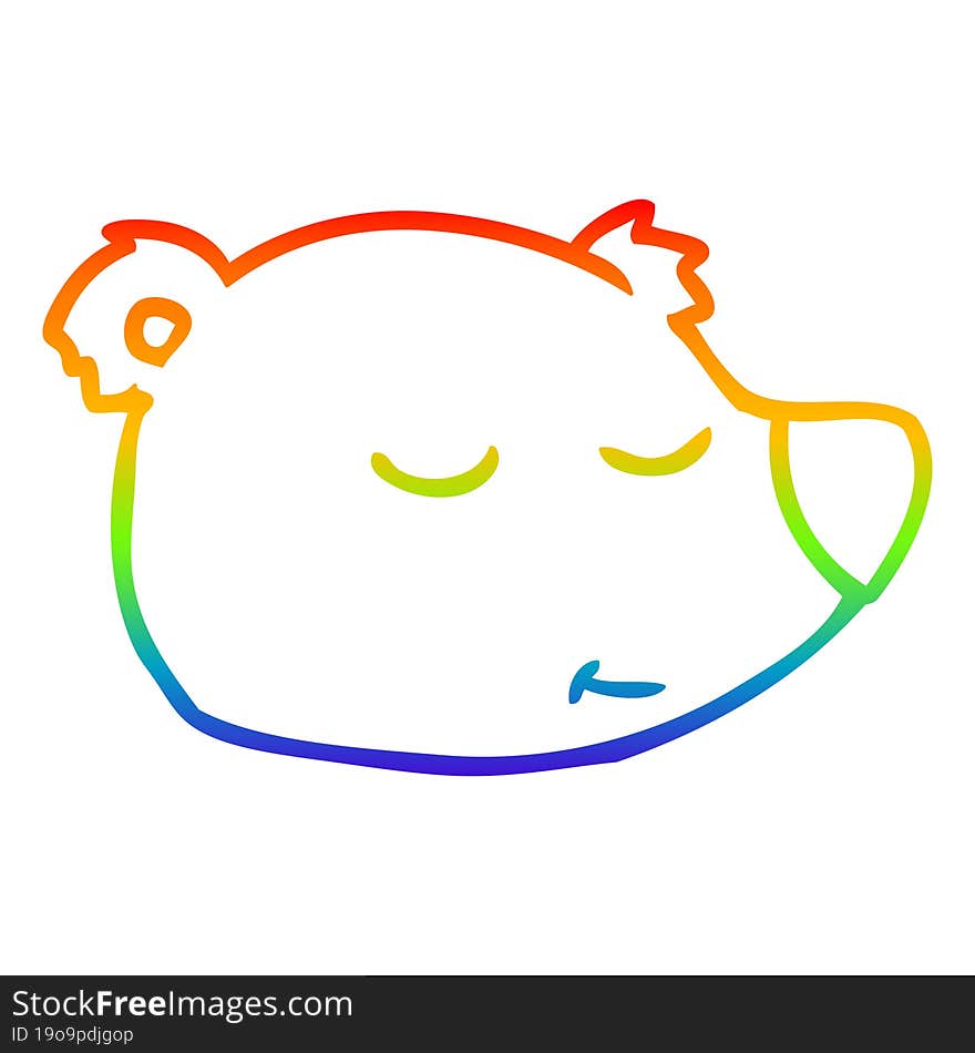 rainbow gradient line drawing cartoon polar bear face