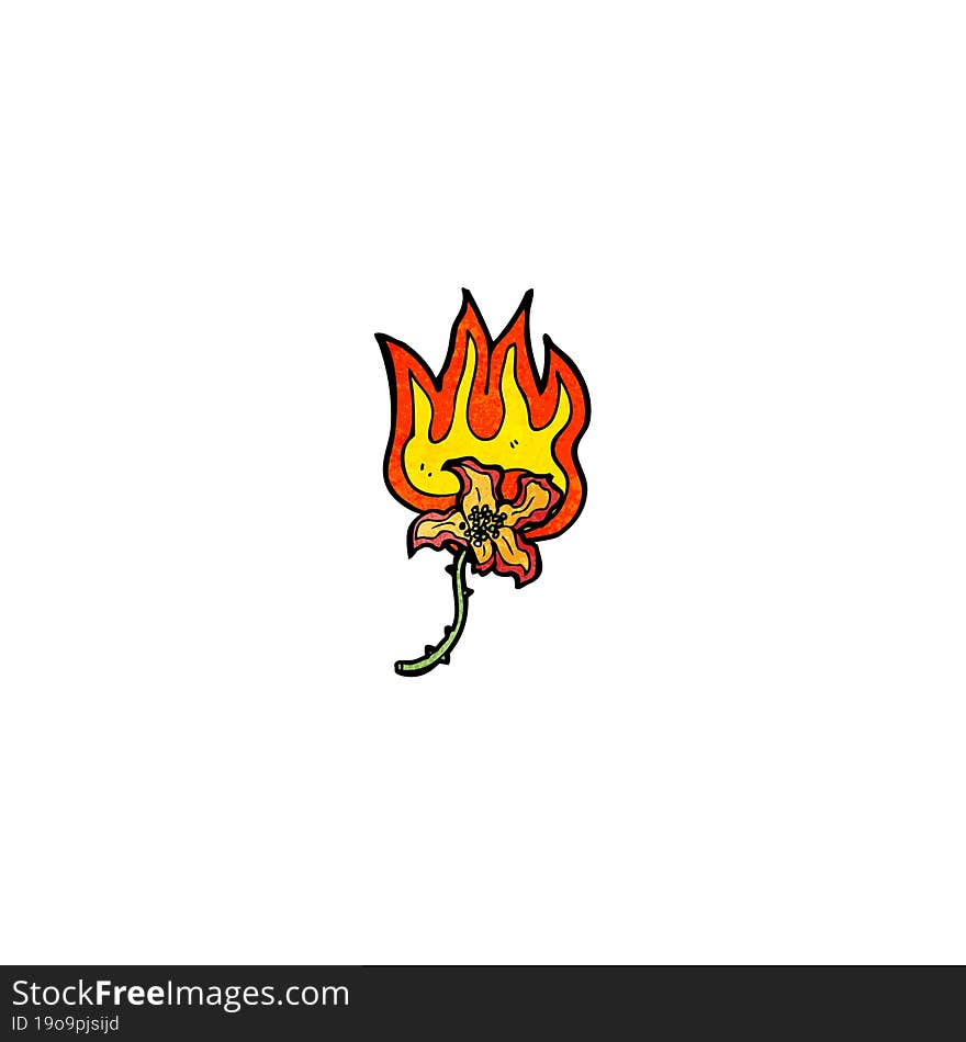 cartoon flaming flower