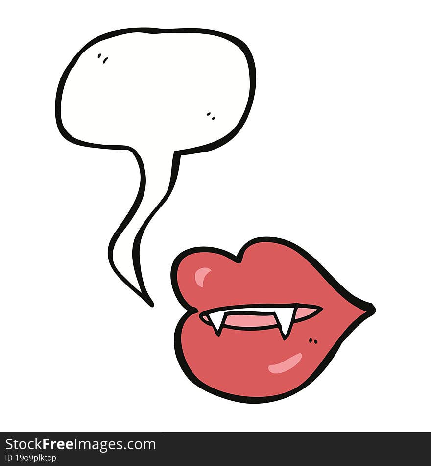 cartoon vampire fangs with speech bubble