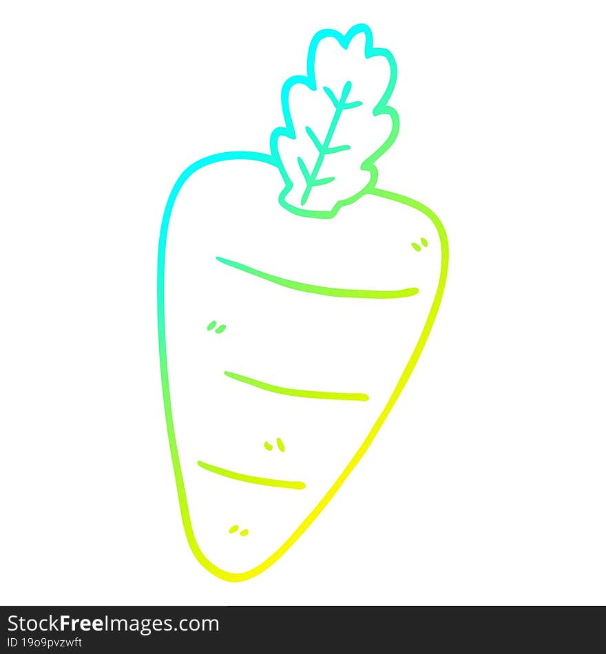 Cold Gradient Line Drawing Cartoon Carrot