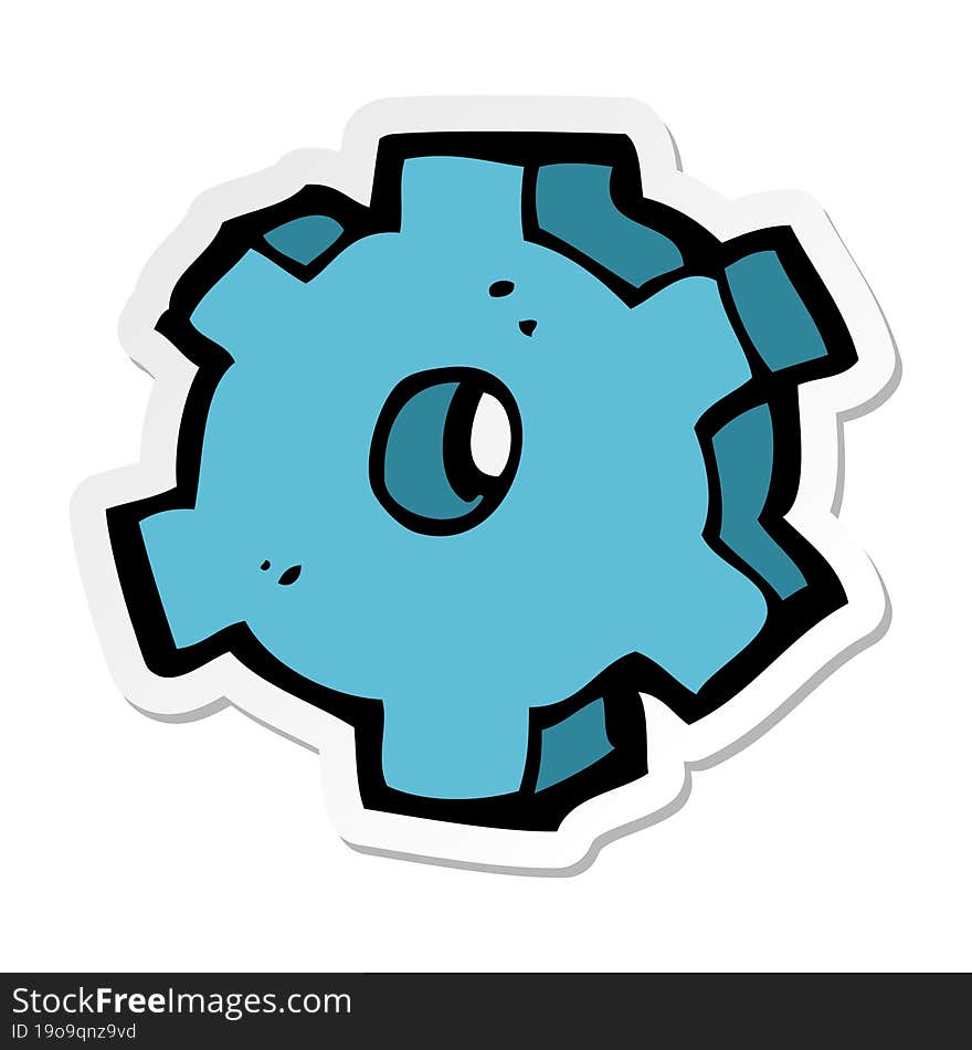 sticker of a cartoon cog symbol