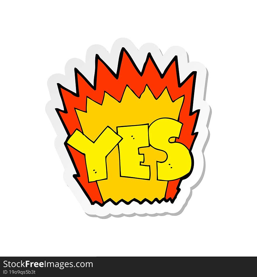 sticker of a cartoon yes symbol