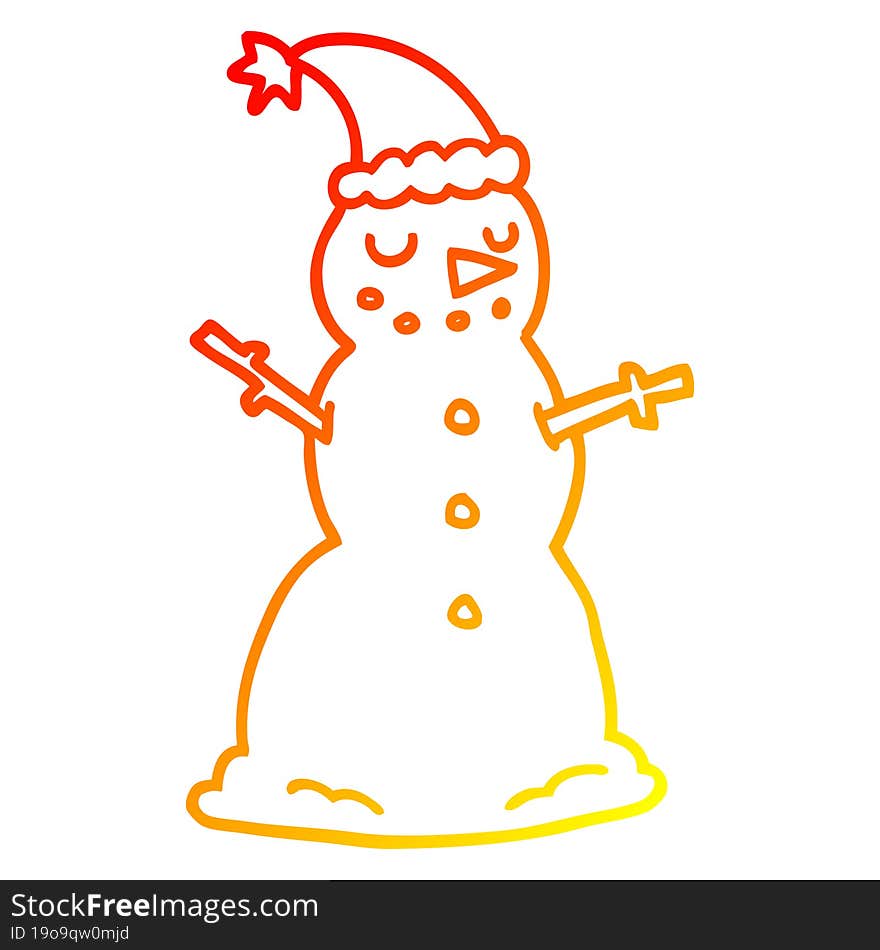 warm gradient line drawing cartoon christmas snowman