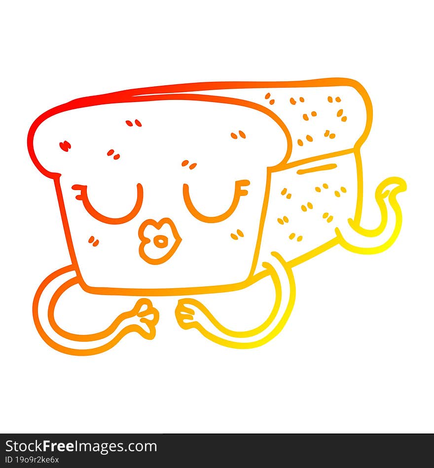 warm gradient line drawing cartoon loaf of bread