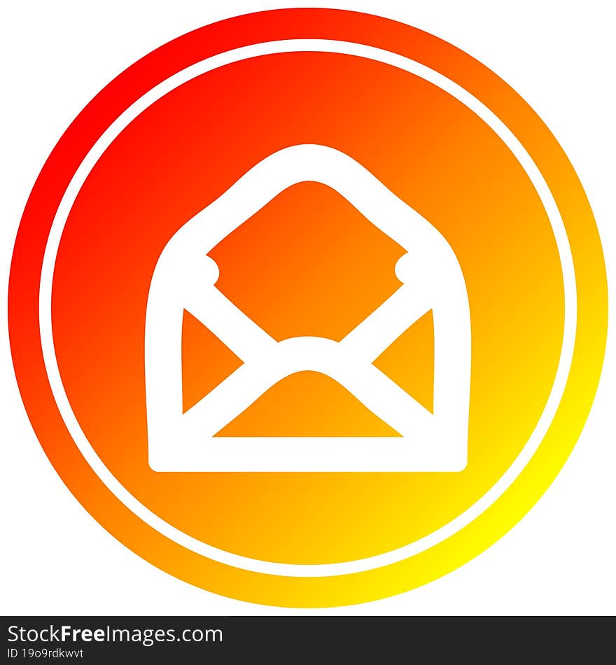 envelope letter circular icon with warm gradient finish. envelope letter circular icon with warm gradient finish