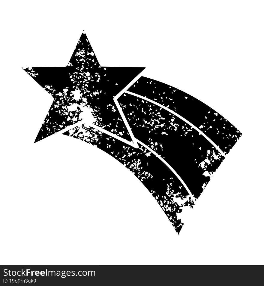 distressed symbol shooting rainbow star