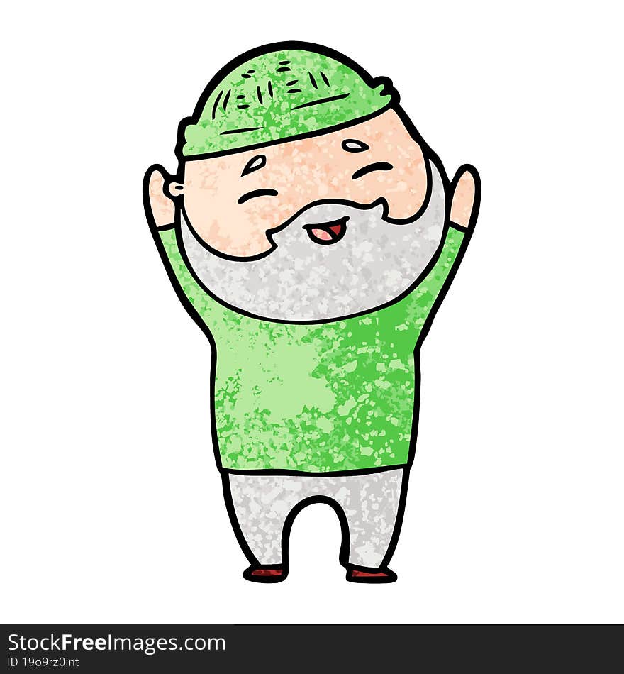 cartoon happy bearded man. cartoon happy bearded man