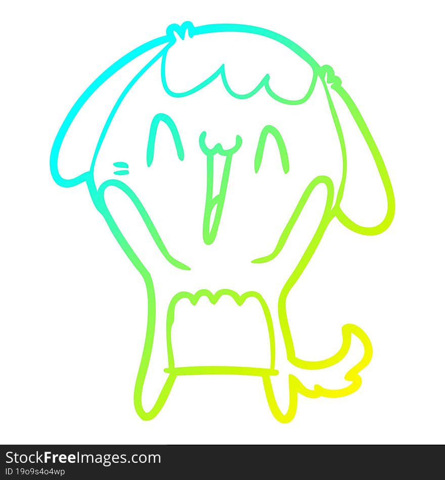 cold gradient line drawing of a cute cartoon dog