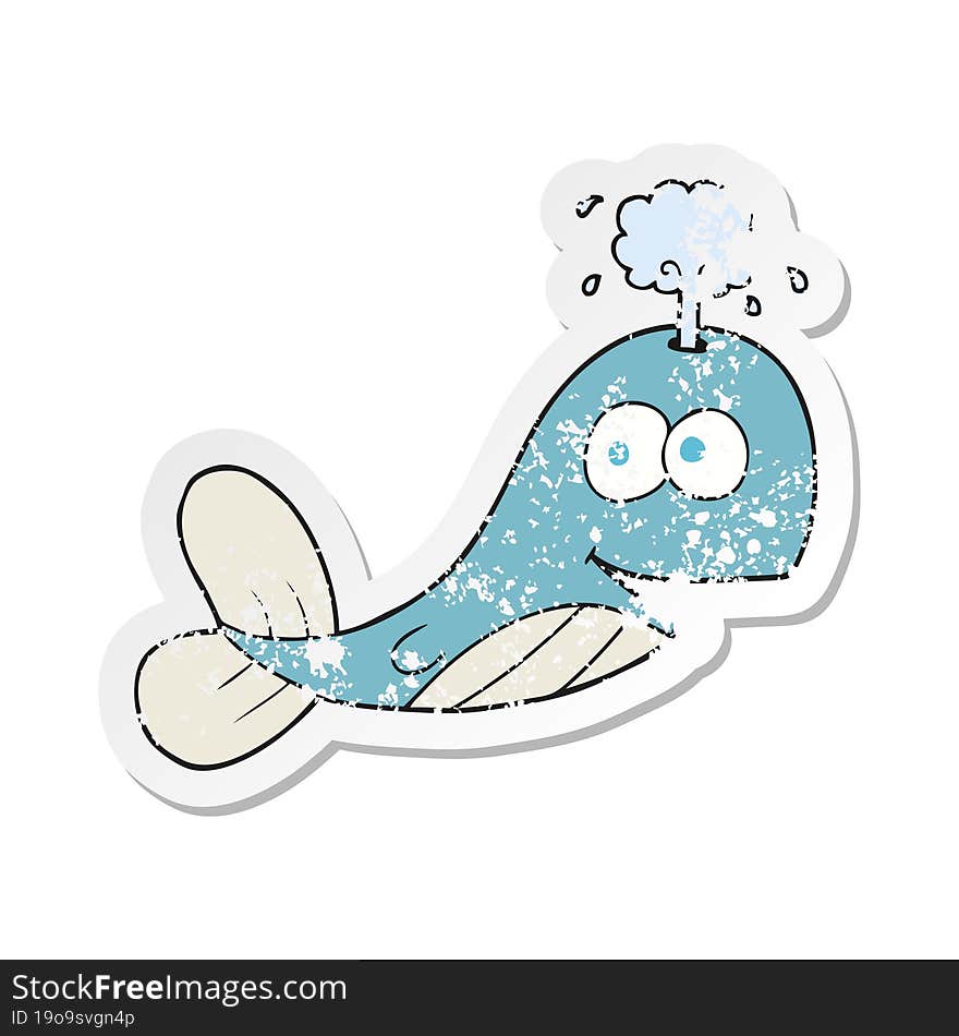 retro distressed sticker of a cartoon whale