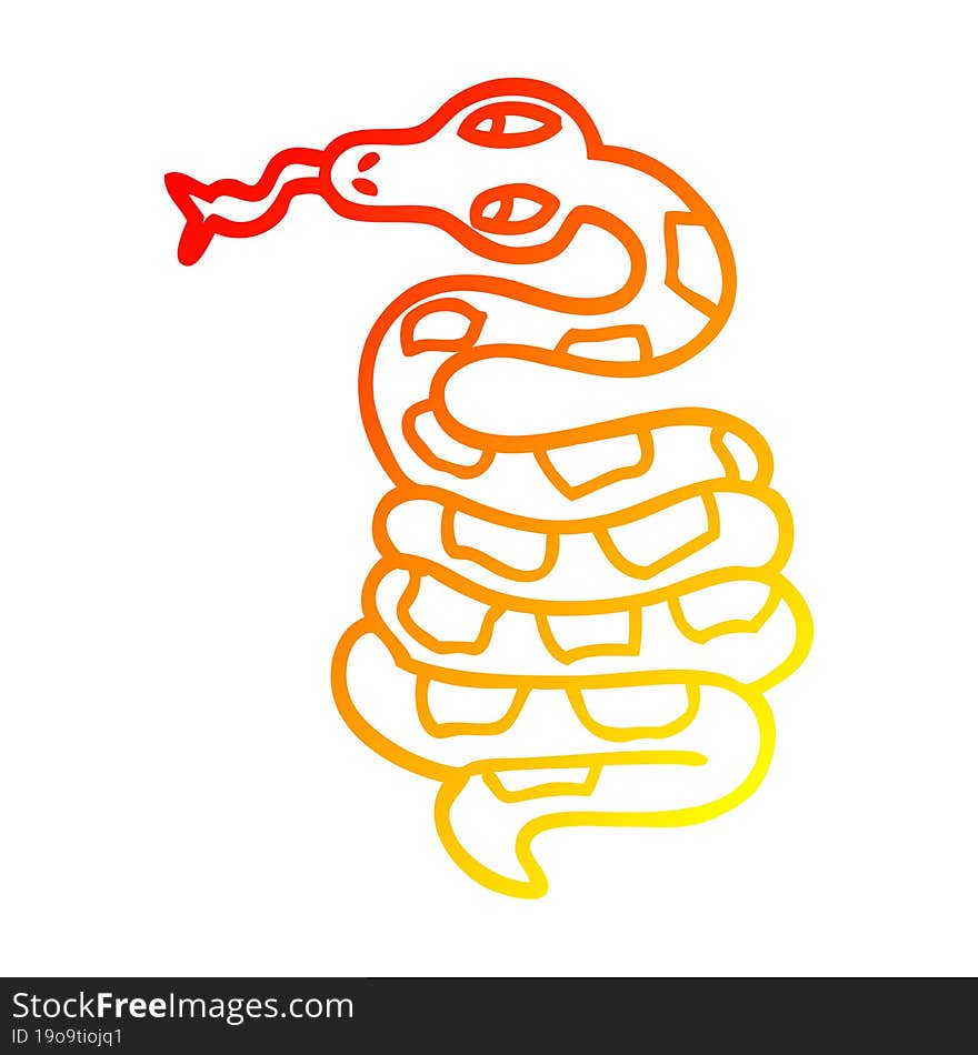 warm gradient line drawing cartoon poisonous snake