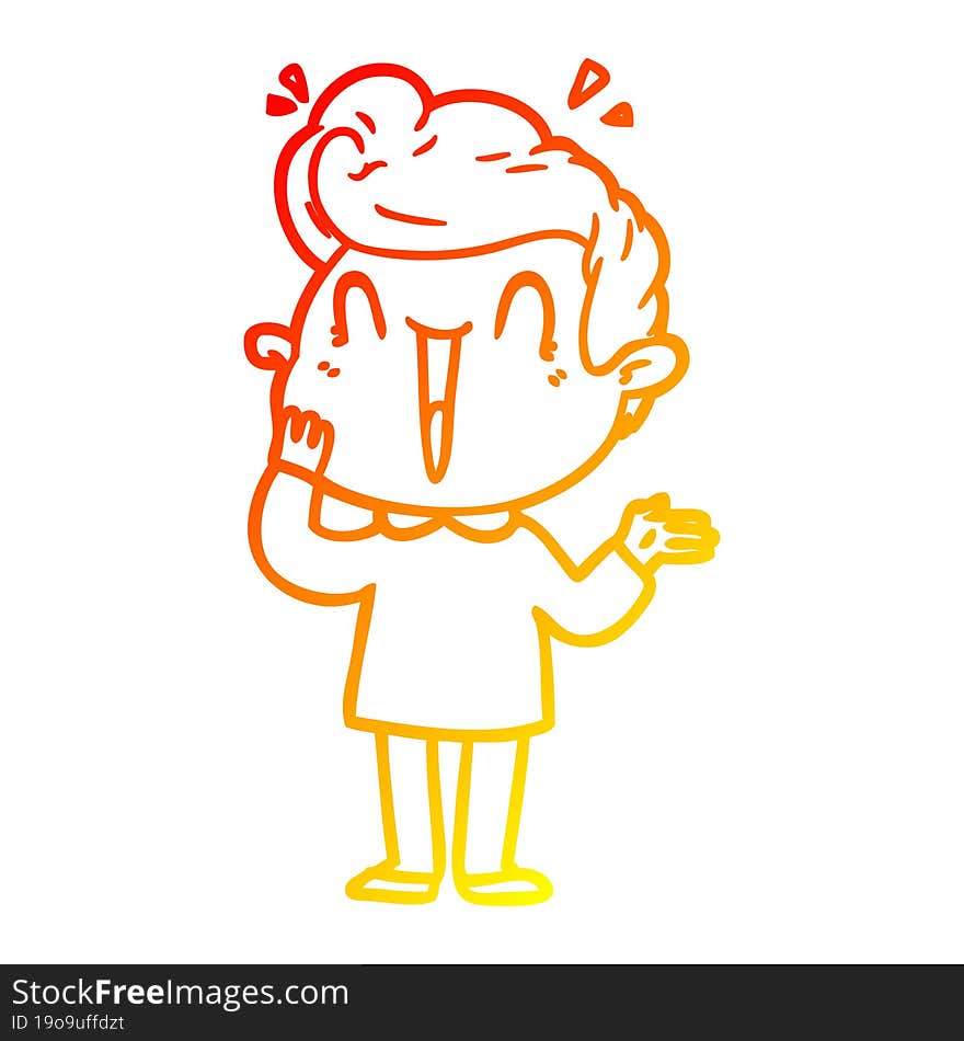 warm gradient line drawing cartoon excited man