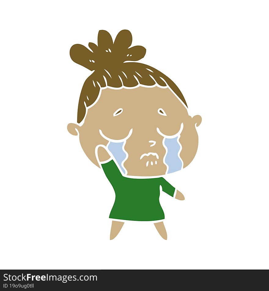 flat color style cartoon crying woman