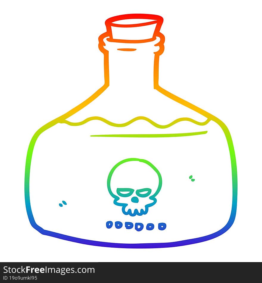 rainbow gradient line drawing of a cartoon vial of assassin poison