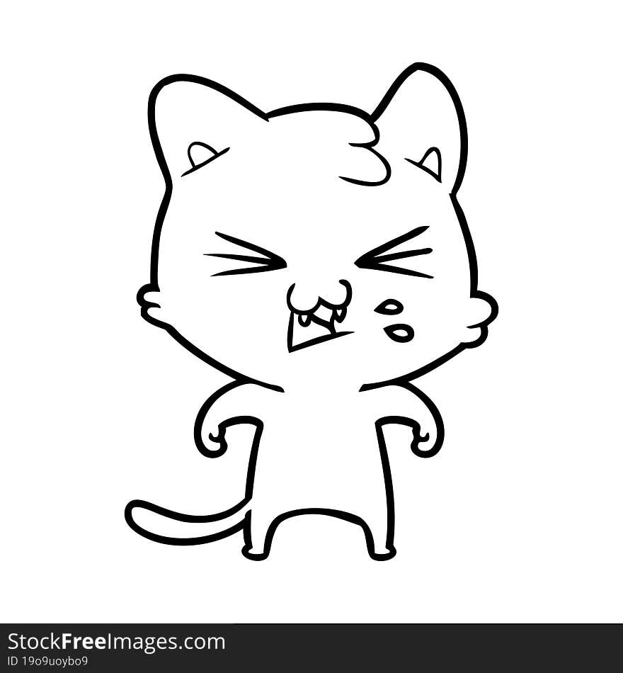 cartoon cat hissing. cartoon cat hissing