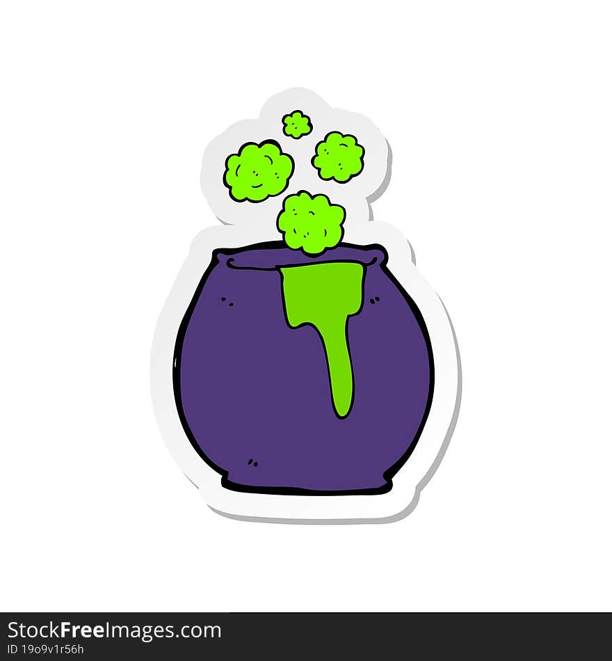 sticker of a cartoon cauldron