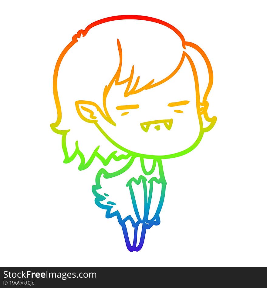 rainbow gradient line drawing cartoon undead vampire girl