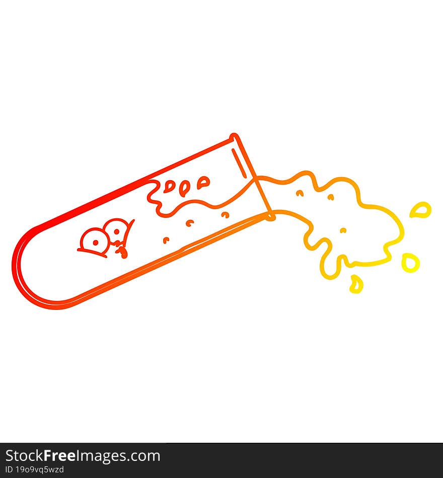 warm gradient line drawing cartoon test tube spilling