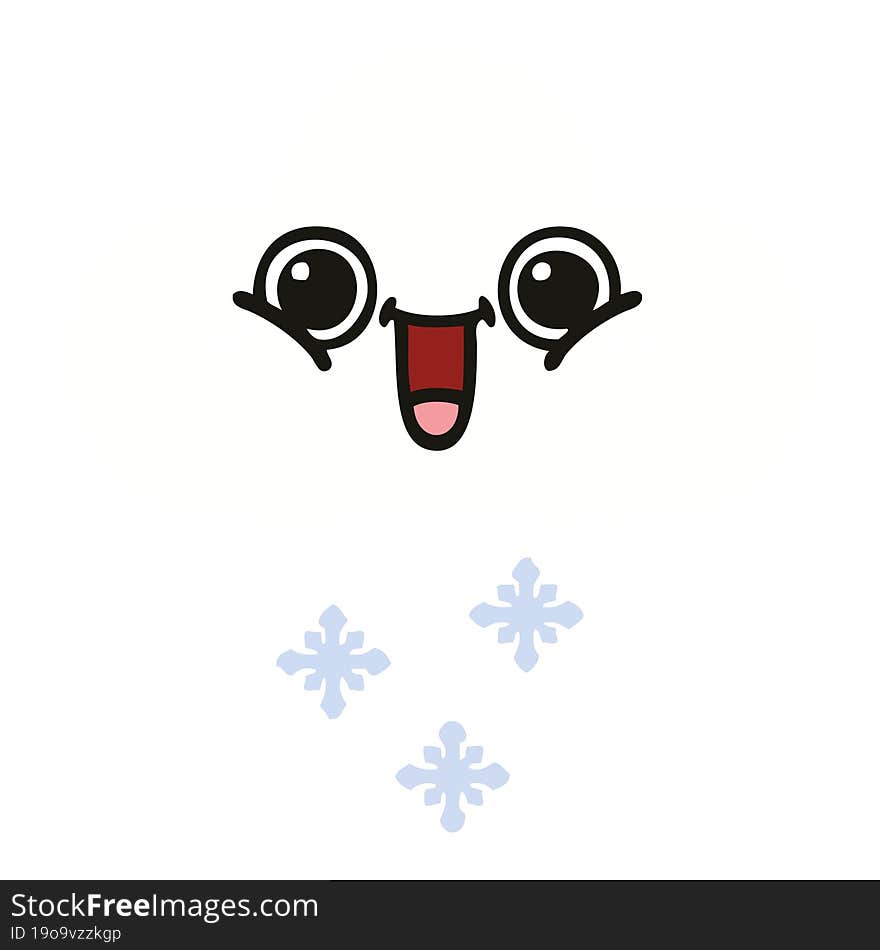 flat color retro cartoon snow cloud