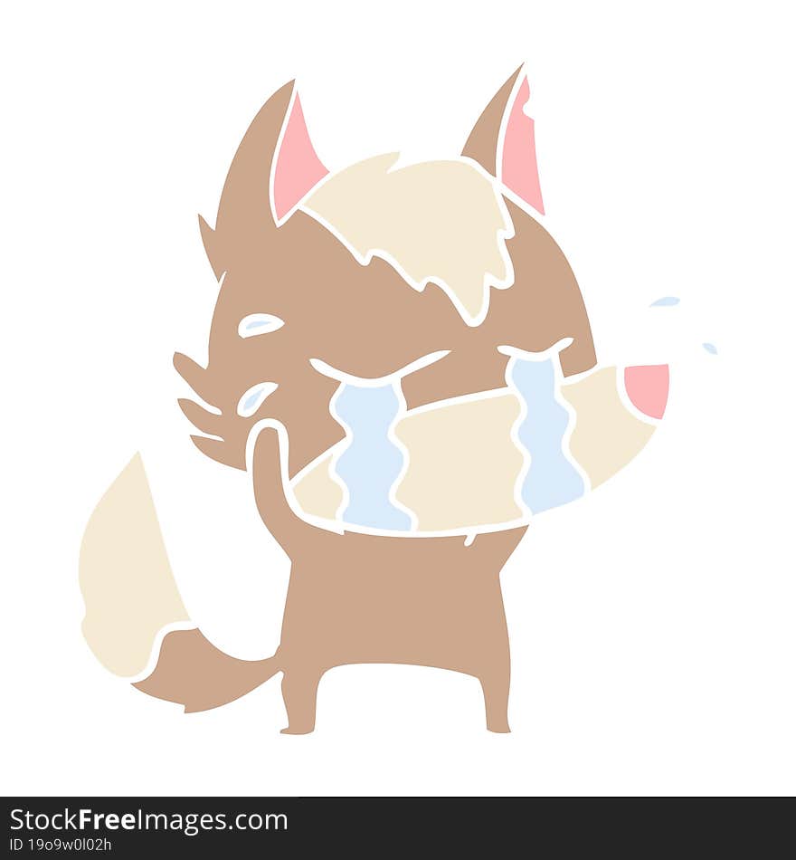 flat color style cartoon crying wolf